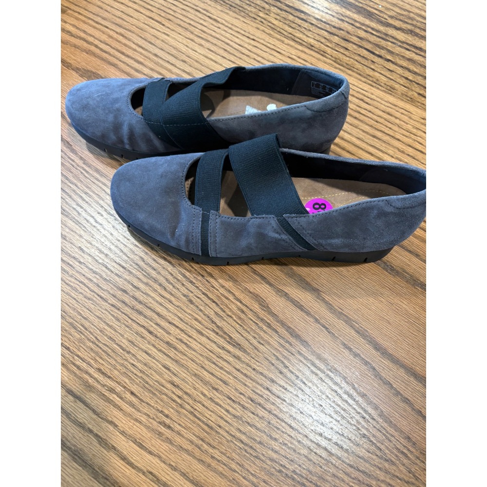 Clarks Artisan Chelyn Villa Purple Grey Suede Elastic Strap Flats Womens 8.5 M